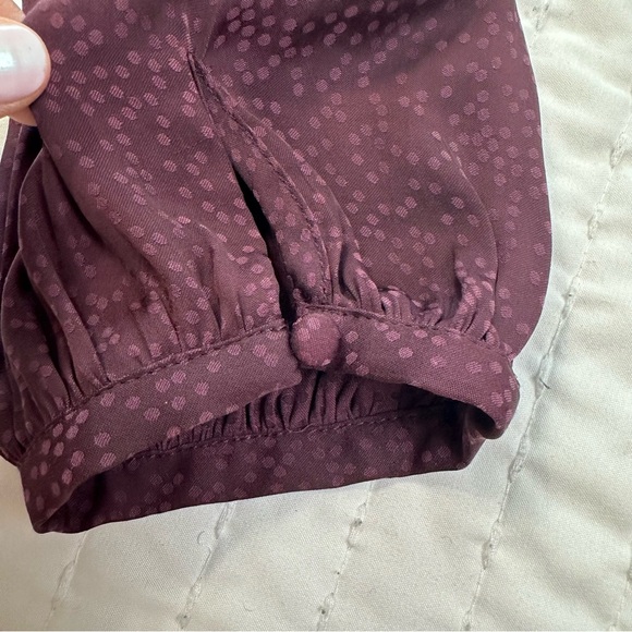 Gentle Fawn Burgundy Polka Dot With flare Long Sleeve Blouse - Picture 8 of 13